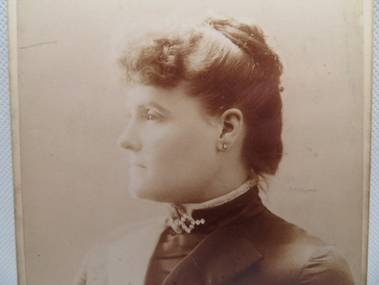 1800s Hayden Cabinet Card Profile of Woman from Lowell Massachusetts