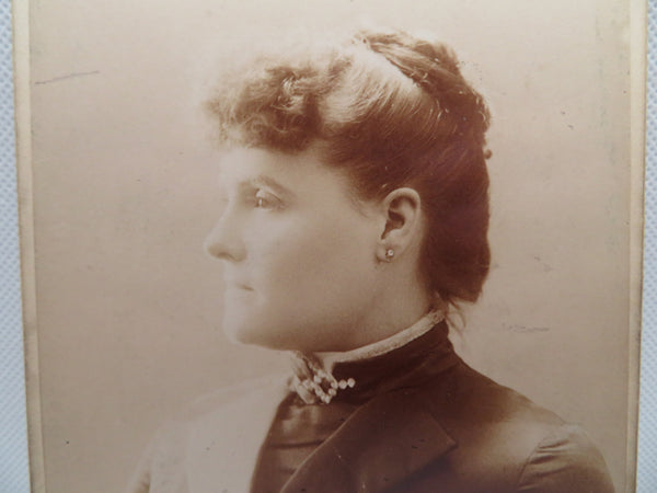 1800s Hayden Cabinet Card Profile of Woman from Lowell Massachusetts