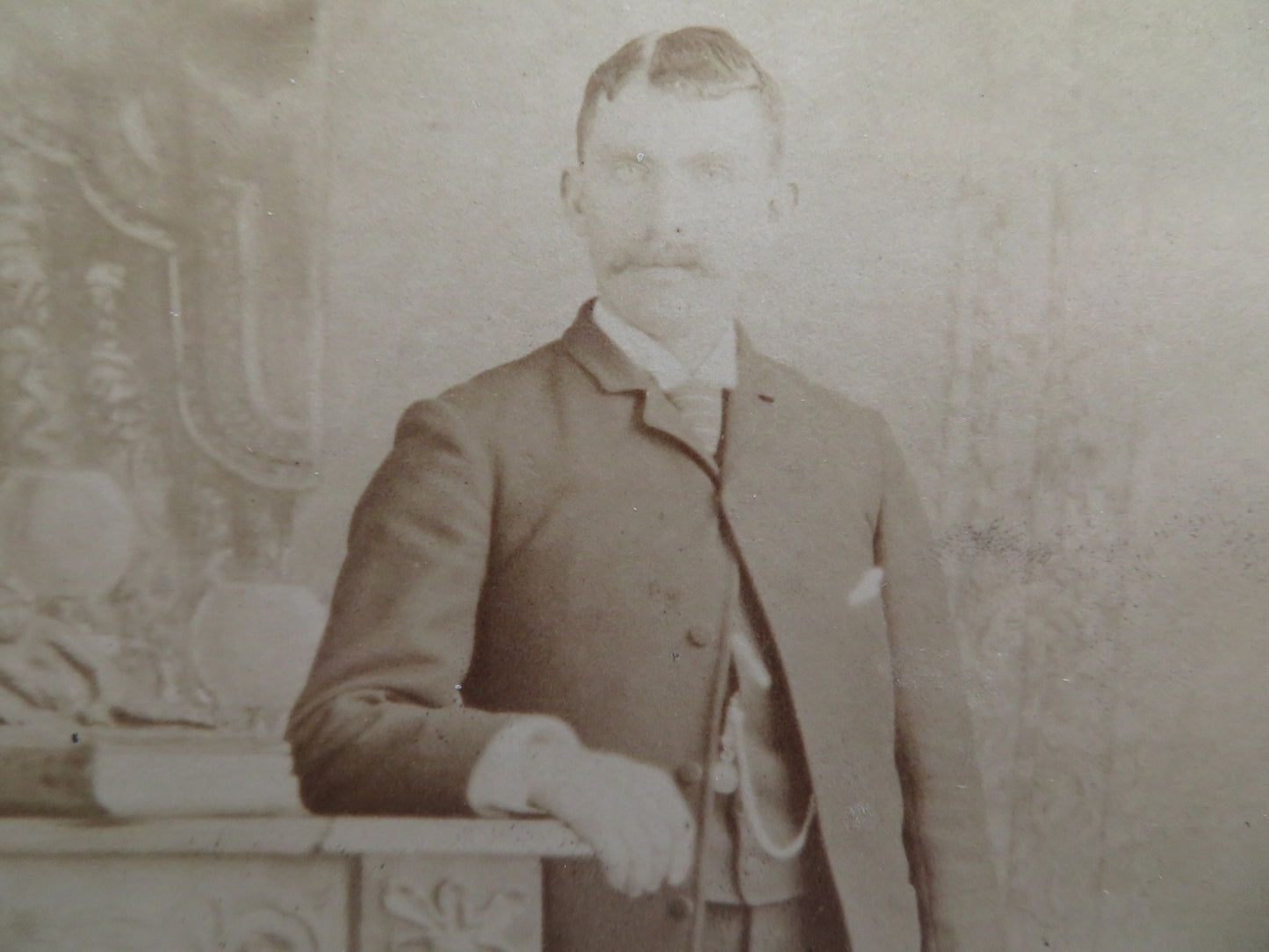 1800s Loupret Cabinet Card of Man with Mustache from Lowell Massachusetts