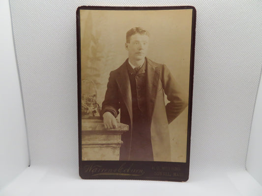 1800s Warren & Bobert Cabinet Card of Man from Lowell Massachusetts
