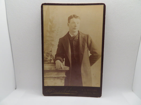 1800s Warren & Bobert Cabinet Card of Man from Lowell Massachusetts