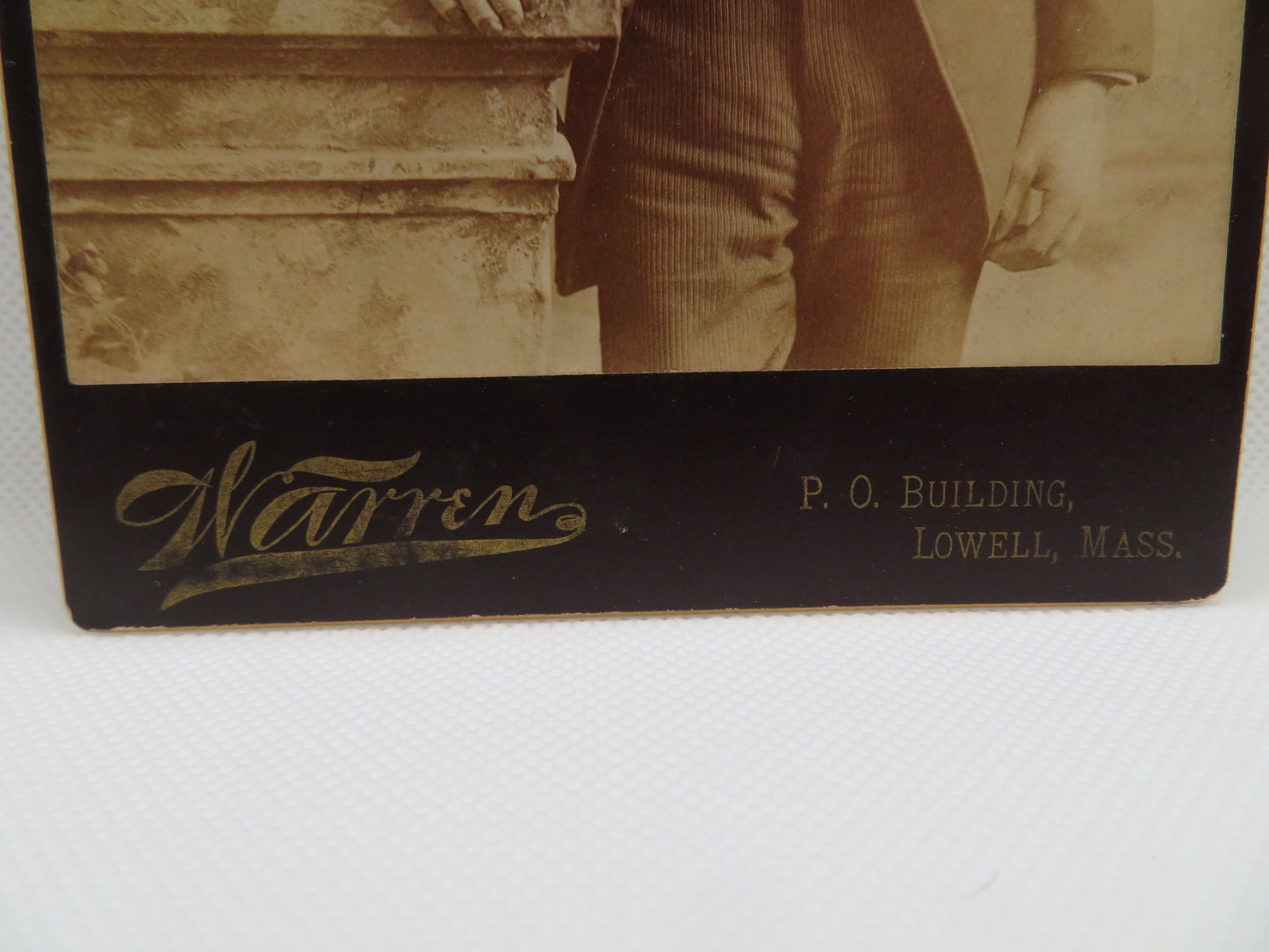 1800s Warren Cabinet Card of Man with Mustache from Lowell Massachusetts