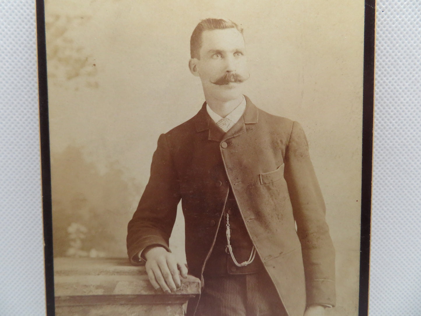 1800s Warren Cabinet Card of Man with Mustache from Lowell Massachusetts