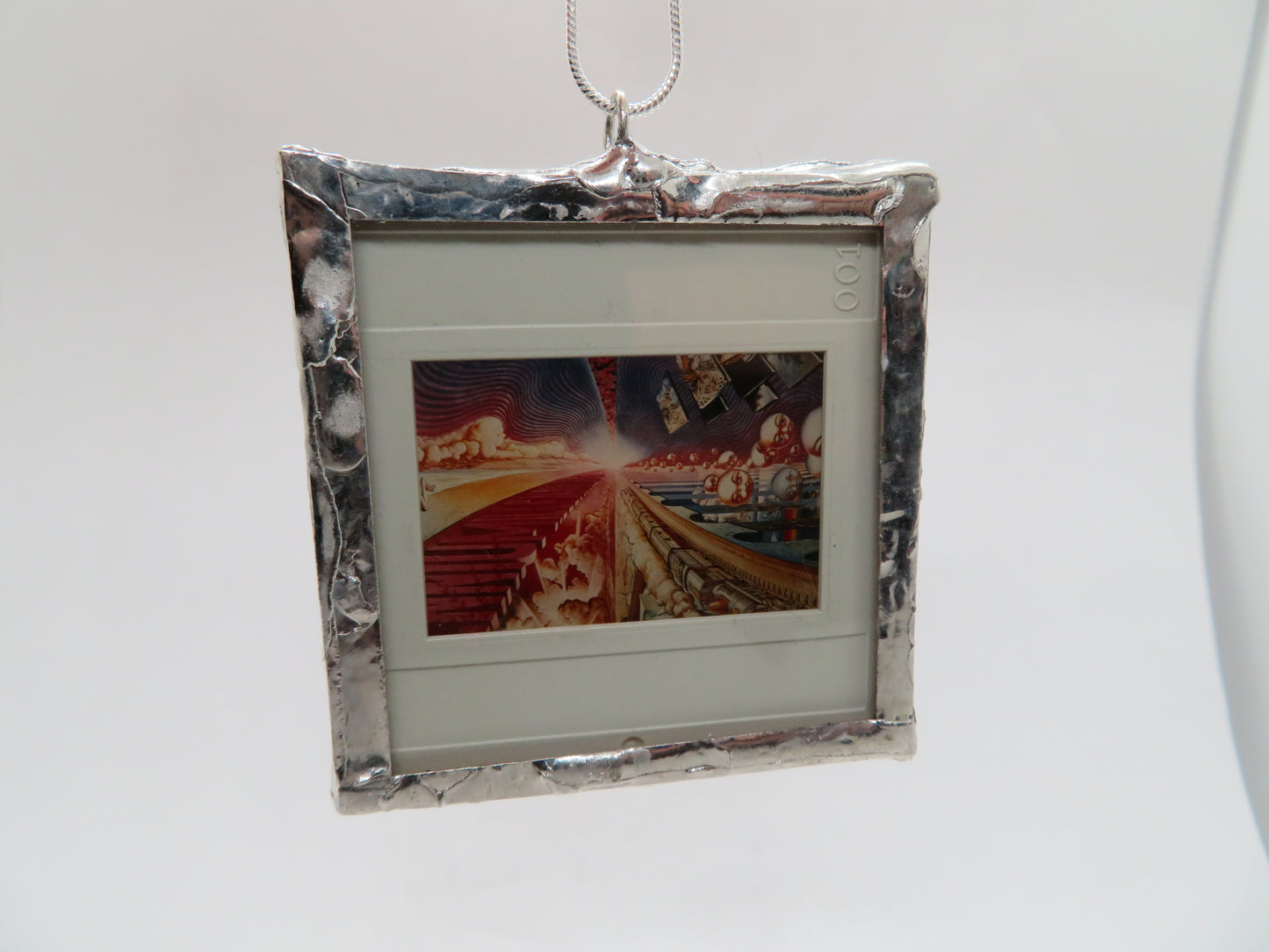 Psychedelic Cityscape Art 1960s - 70s Slide Pendant