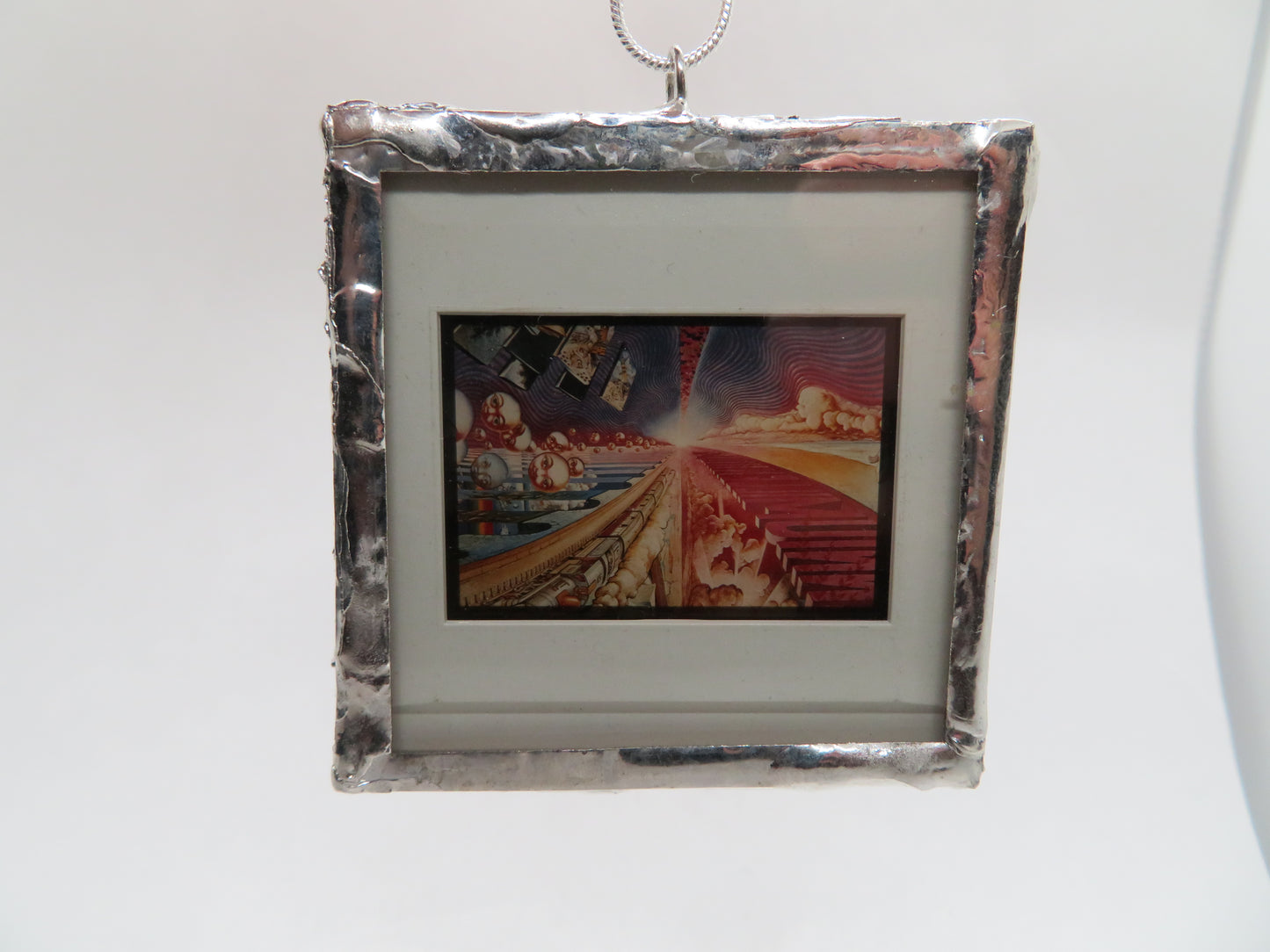 Psychedelic Cityscape Art 1960s - 70s Slide Pendant