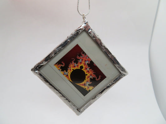 Psychedelic Mandelbrot Set Fractal Image 1980s Slide Pendant