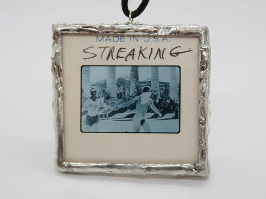Slide Pendant of 70s Nudist Couple at an Event