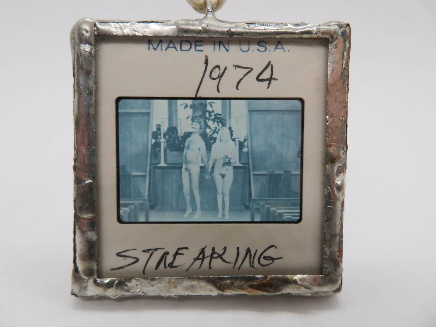 Slide Pendant of Nudist Couple getting Married