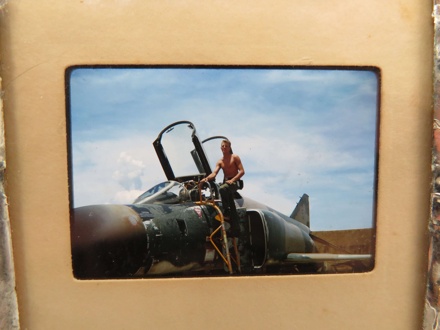 Slide Pendant of Vietnam Soldier Getting in Fighter Jet